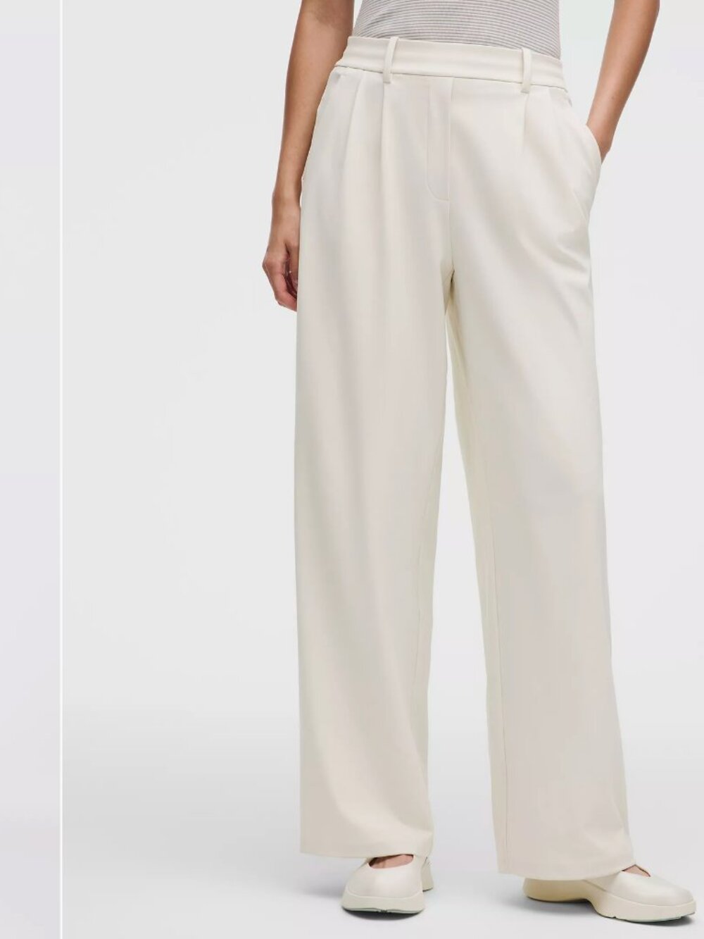 Daydrift High-Rise Wide-Leg Trouser (M) Short Light Ivory Pants 29.5" inseam